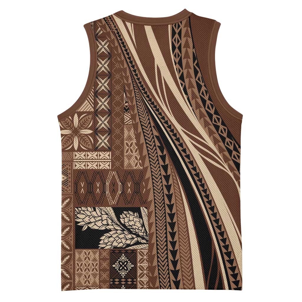 Pasifika Women's Day - Samoa Siapo Malu Tattoo Inspired Basketball Jersey Brown