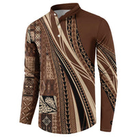Pasifika Women's Day - Samoa Siapo Malu Tattoo Inspired Button Sweatshirt Brown