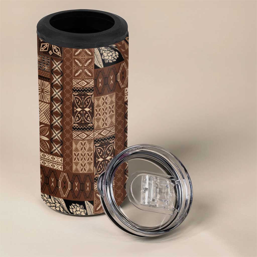 Pasifika Women's Day - Samoa Siapo Malu Tattoo Inspired 4 in 1 Can Cooler Tumbler Brown