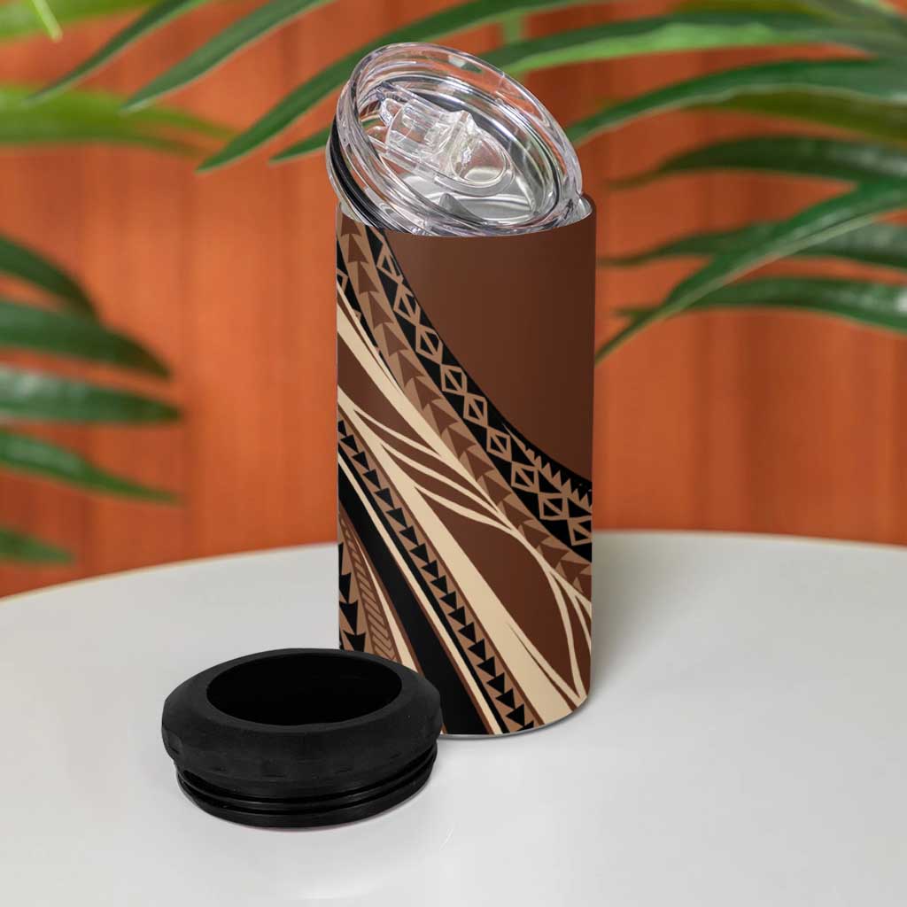 Pasifika Women's Day - Samoa Siapo Malu Tattoo Inspired 4 in 1 Can Cooler Tumbler Brown