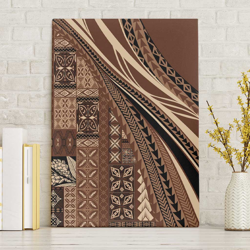 Pasifika Women's Day - Samoa Siapo Malu Tattoo Inspired Canvas Wall Art Brown