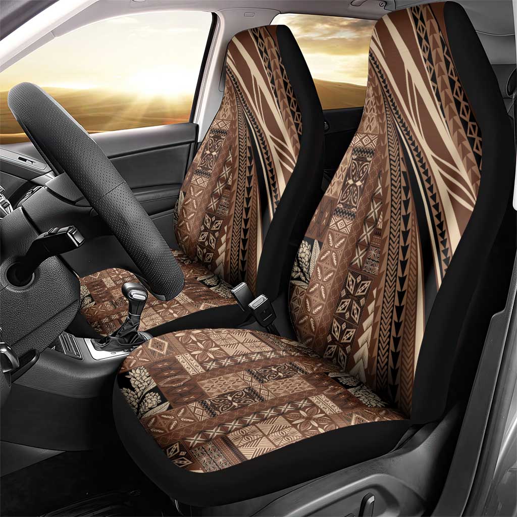Pasifika Women's Day - Samoa Siapo Malu Tattoo Inspired Car Seat Cover Brown