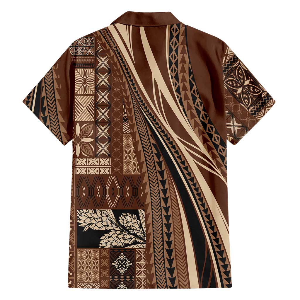 Pasifika Women's Day - Samoa Siapo Malu Tattoo Inspired Family Matching Off Shoulder Maxi Dress and Hawaiian Shirt Brown LT7 - Polynesian Pride