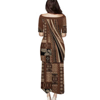 Pasifika Women's Day - Samoa Siapo Malu Tattoo Inspired Family Matching Puletasi and Hawaiian Shirt Brown