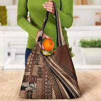 Pasifika Women's Day - Samoa Siapo Malu Tattoo Inspired Grocery Bag Brown