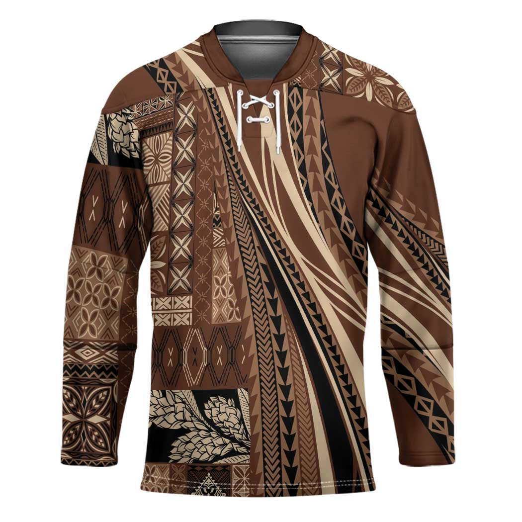 Pasifika Women's Day - Samoa Siapo Malu Tattoo Inspired Hockey Jersey Brown