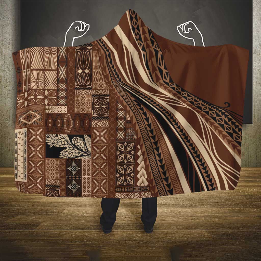 Pasifika Women's Day - Samoa Siapo Malu Tattoo Inspired Hooded Blanket Brown