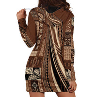 Pasifika Women's Day - Samoa Siapo Malu Tattoo Inspired Hoodie Dress Brown