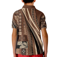 Pasifika Women's Day - Samoa Siapo Malu Tattoo Inspired Kid Polo Shirt Brown