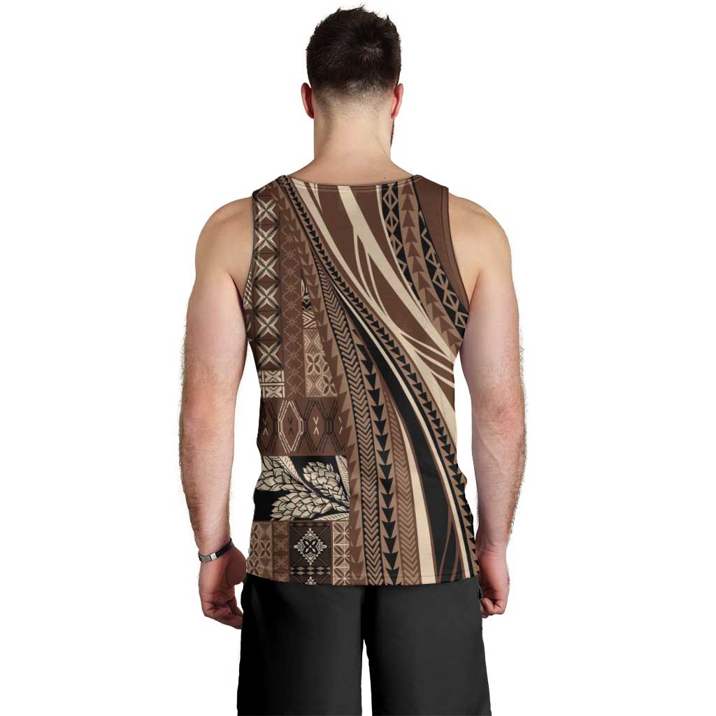 Pasifika Women's Day - Samoa Siapo Malu Tattoo Inspired Men Tank Top Brown