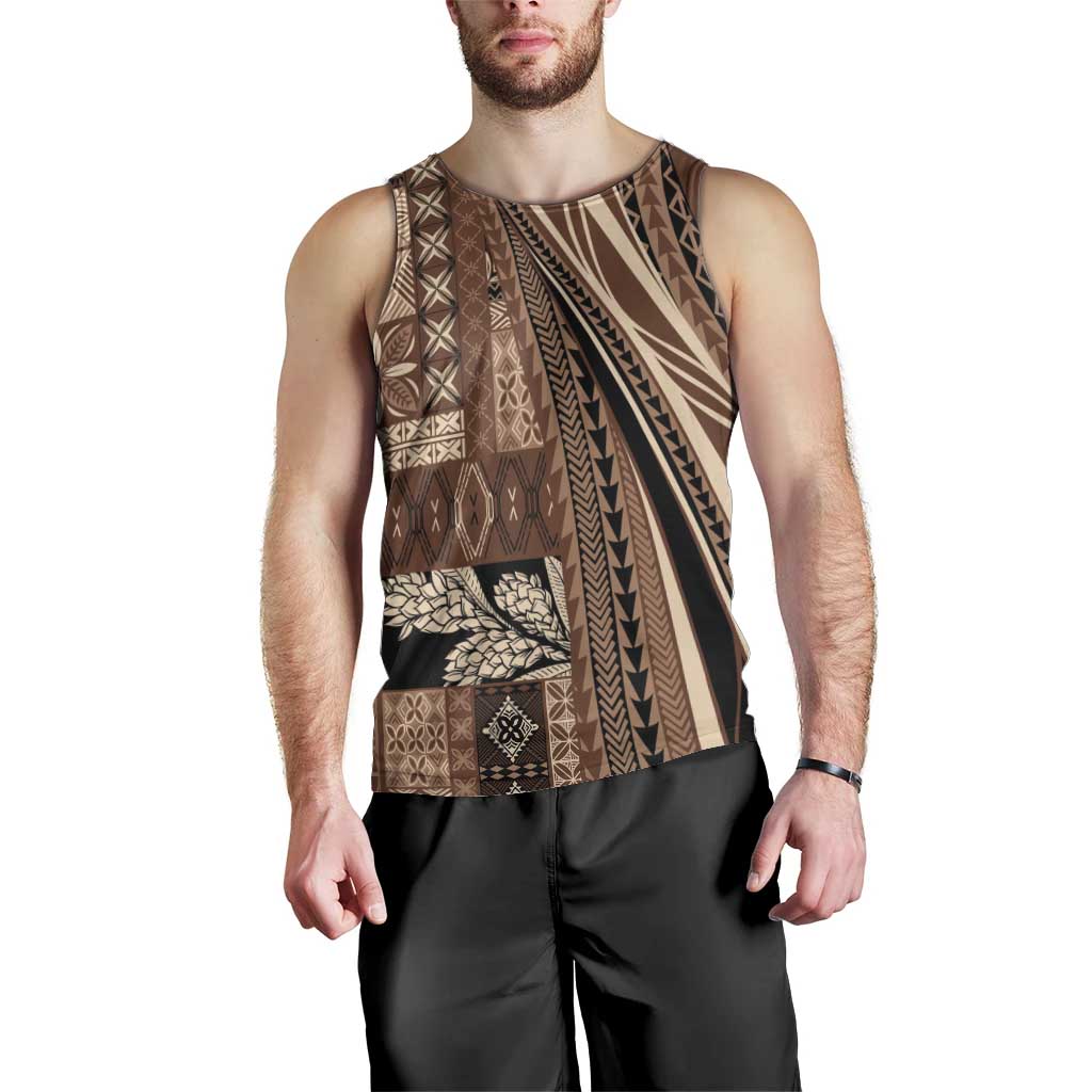 Pasifika Women's Day - Samoa Siapo Malu Tattoo Inspired Men Tank Top Brown