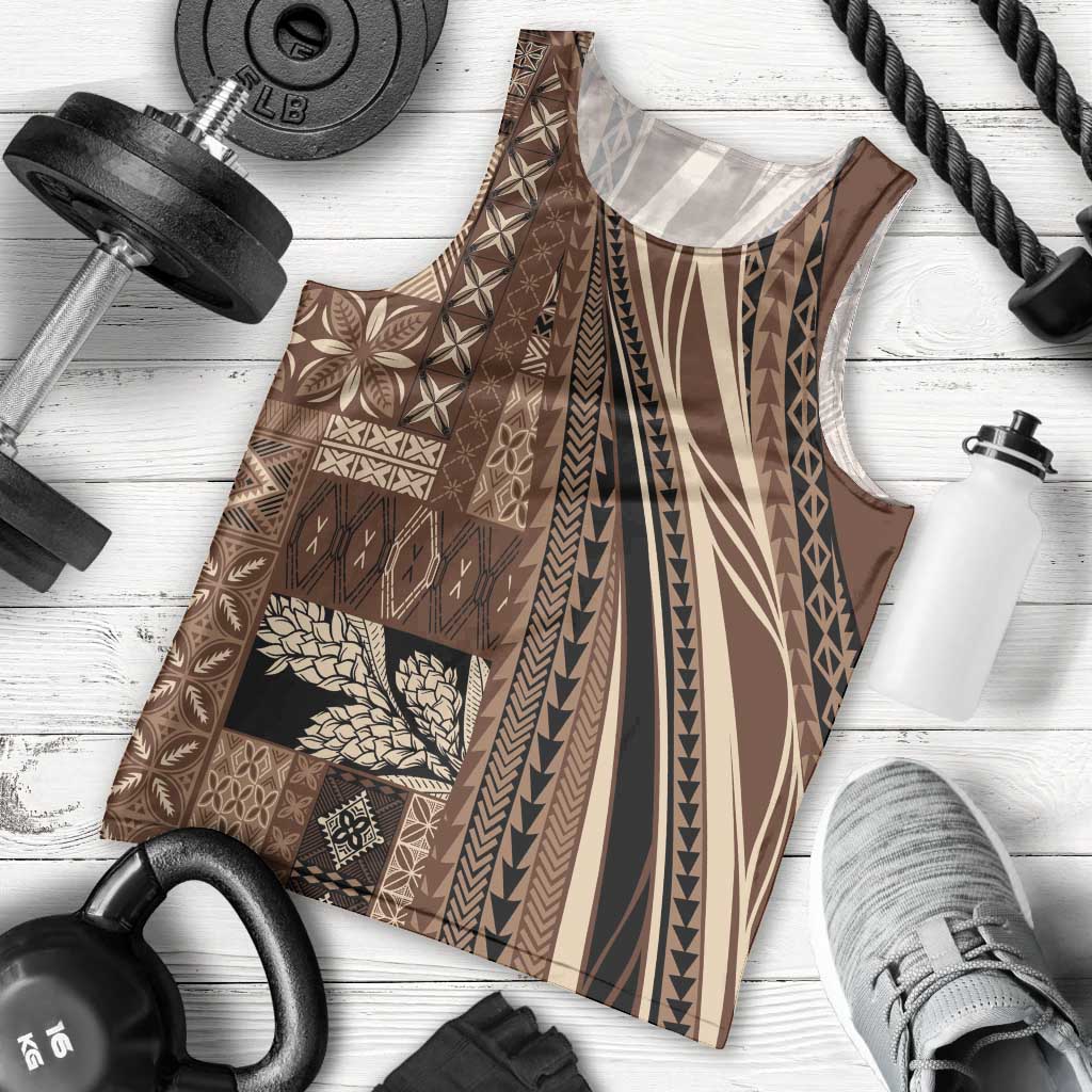 Pasifika Women's Day - Samoa Siapo Malu Tattoo Inspired Men Tank Top Brown