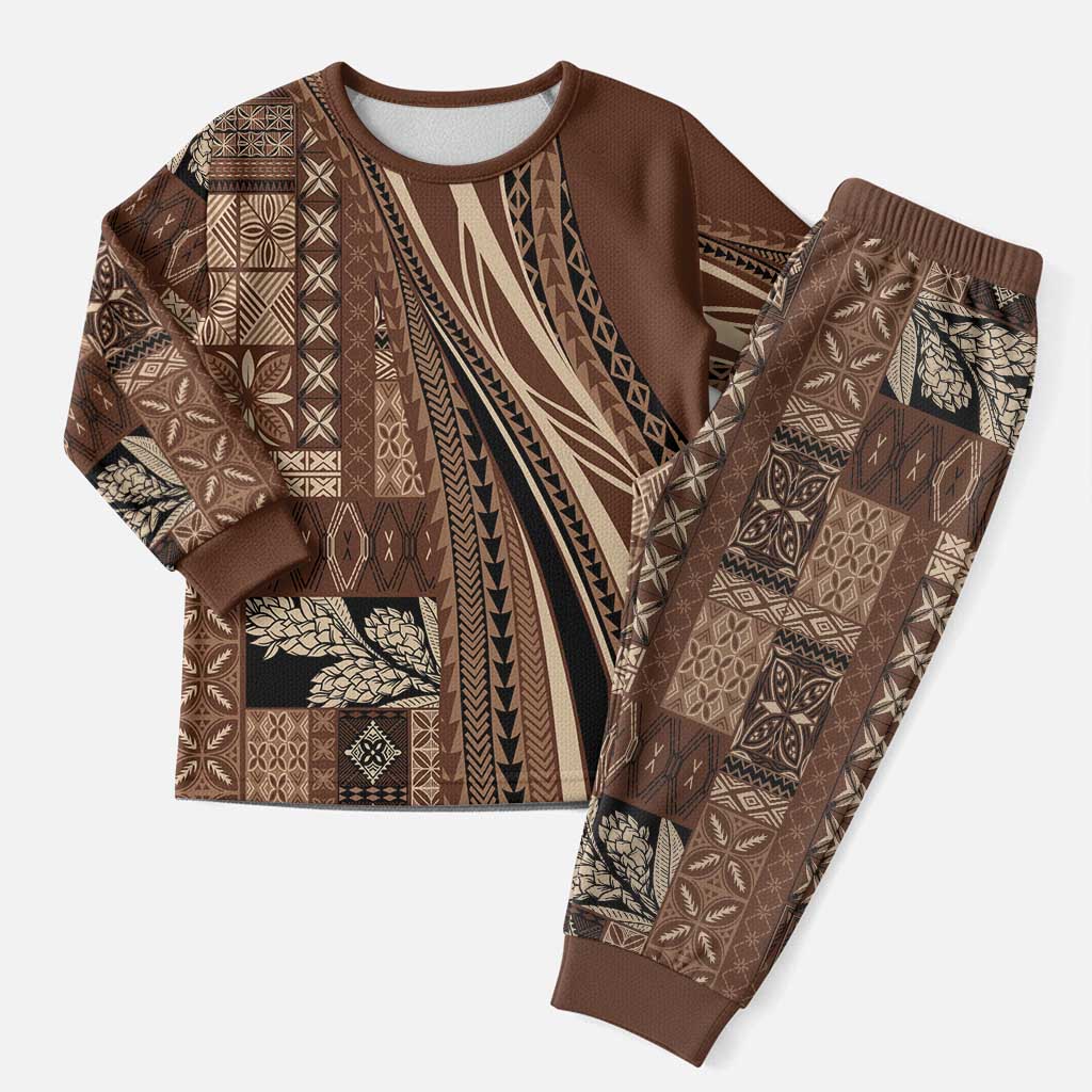 Pasifika Women's Day - Samoa Siapo Malu Tattoo Inspired Pajama Set Brown