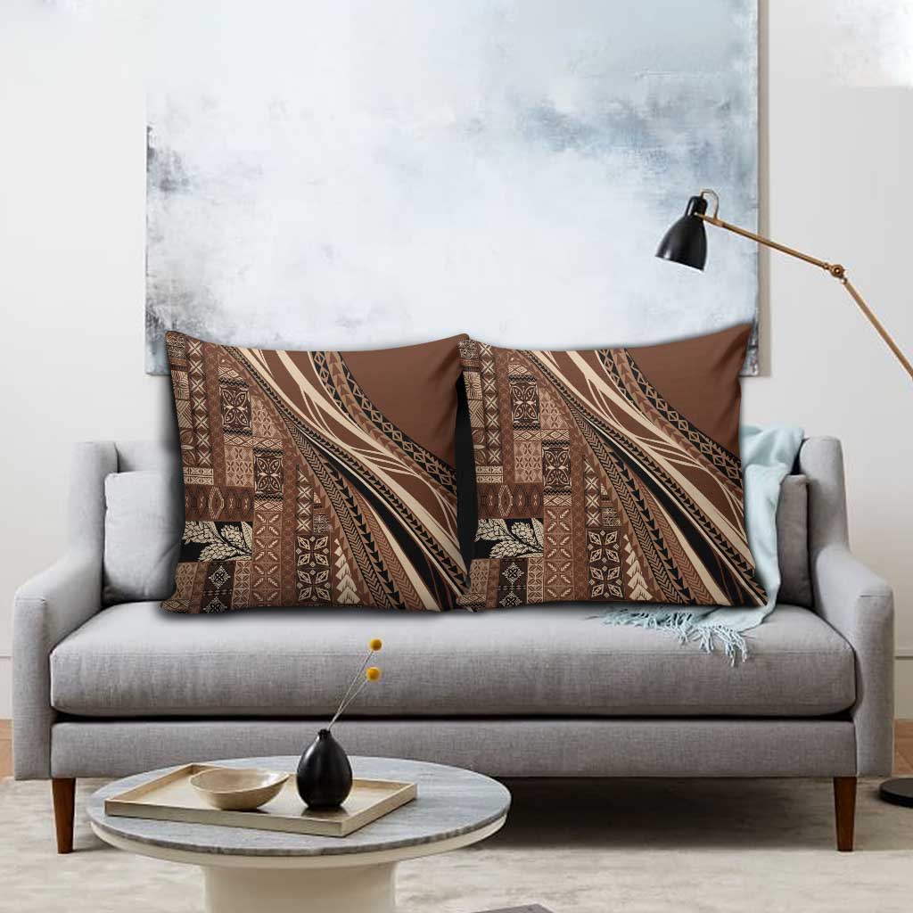 Pasifika Women's Day - Samoa Siapo Malu Tattoo Inspired Pillow Cover Brown