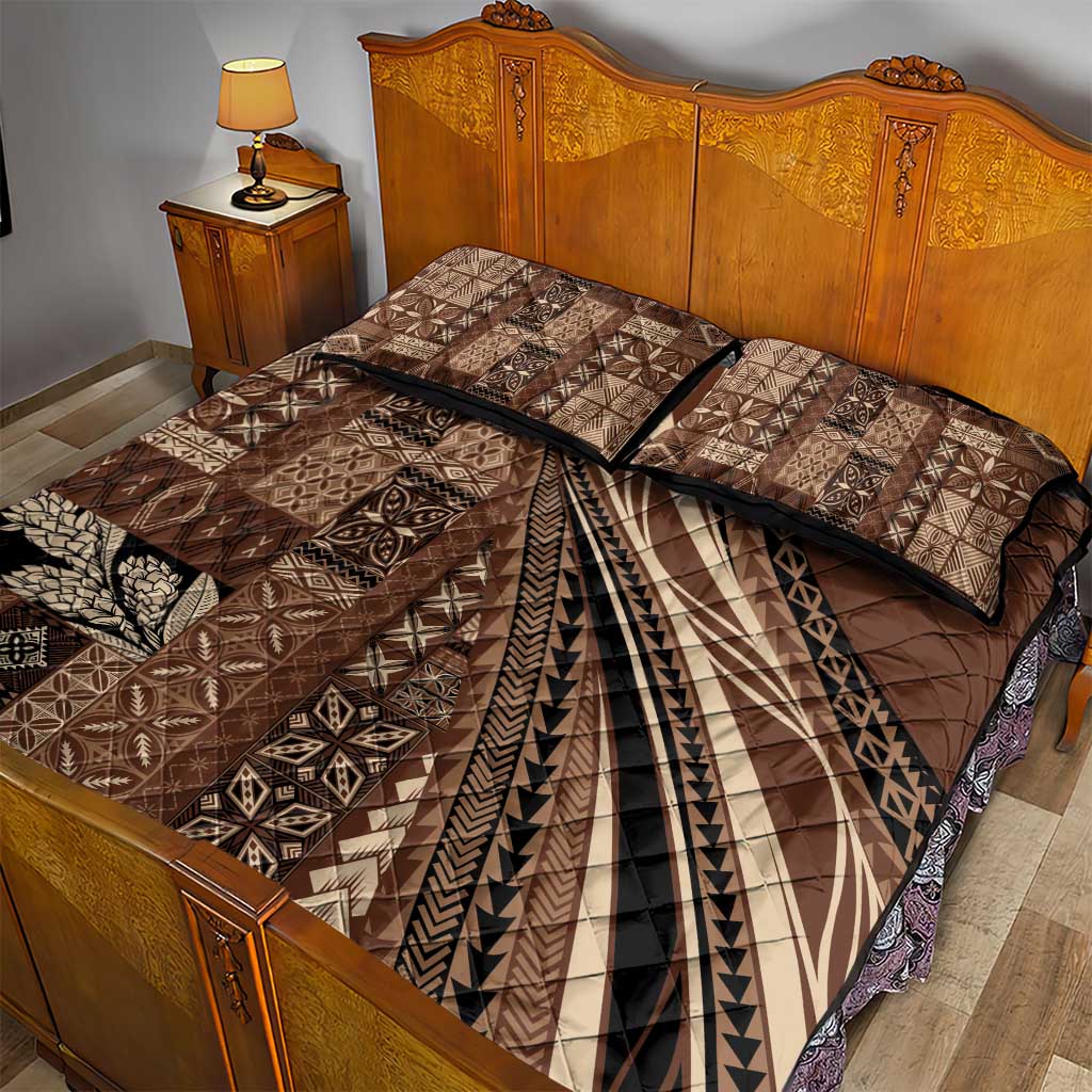 Pasifika Women's Day - Samoa Siapo Malu Tattoo Inspired Quilt Bed Set Brown