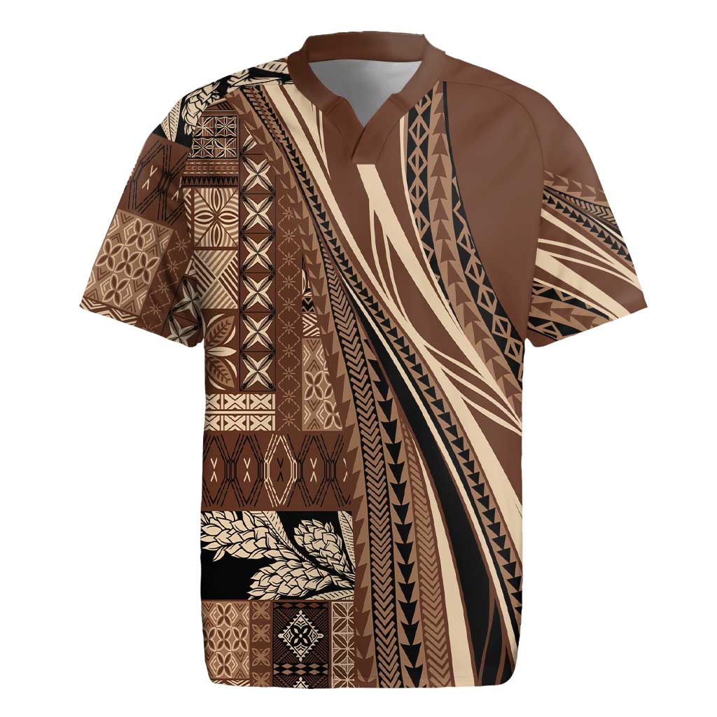 Pasifika Women's Day - Samoa Siapo Malu Tattoo Inspired Rugby Jersey Brown