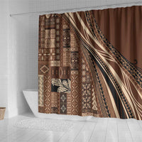 Pasifika Women's Day - Samoa Siapo Malu Tattoo Inspired Shower Curtain Brown