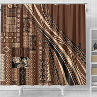 Pasifika Women's Day - Samoa Siapo Malu Tattoo Inspired Shower Curtain Brown
