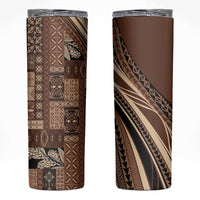 Pasifika Women's Day - Samoa Siapo Malu Tattoo Inspired Skinny Tumbler Brown