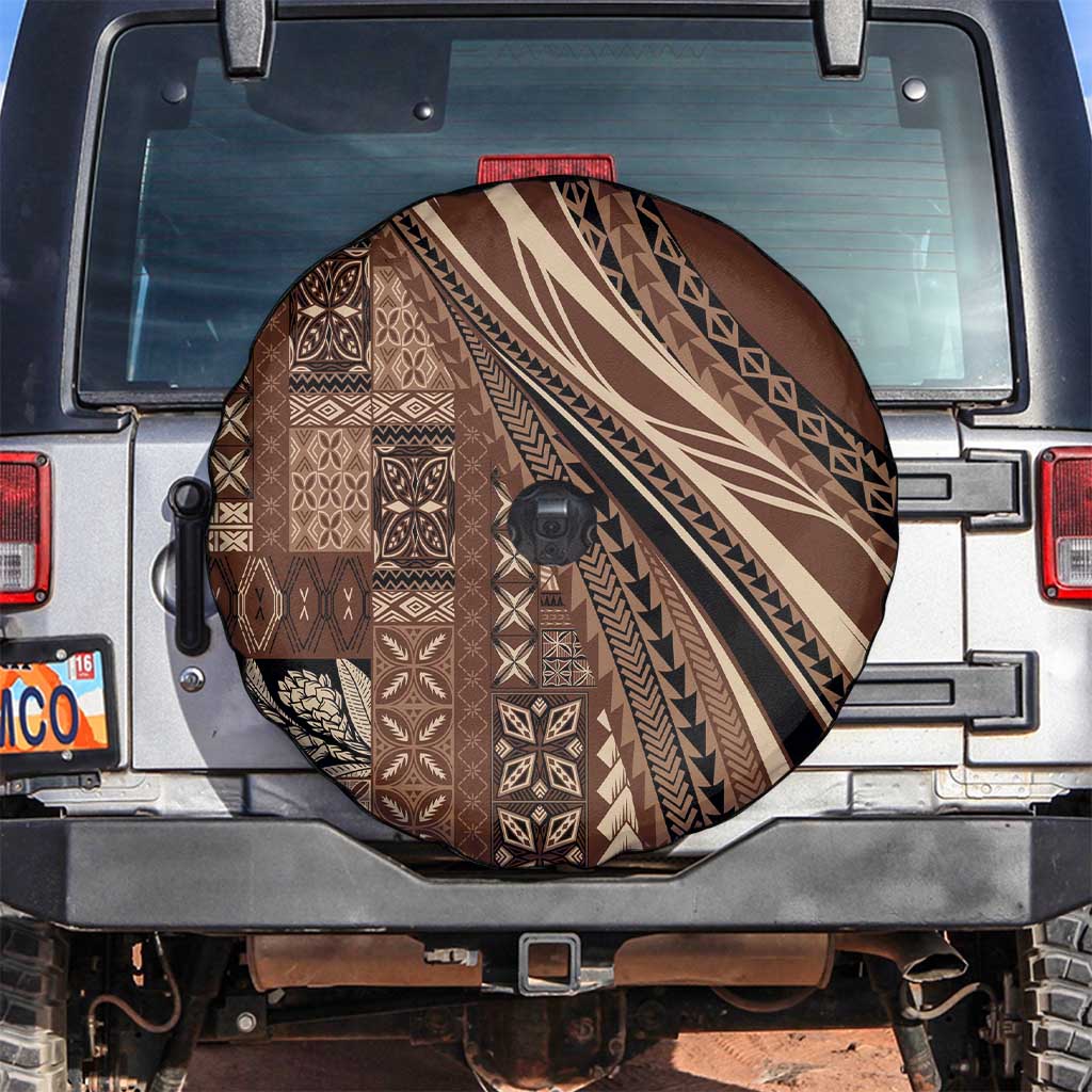 Pasifika Women's Day - Samoa Siapo Malu Tattoo Inspired Spare Tire Cover Brown