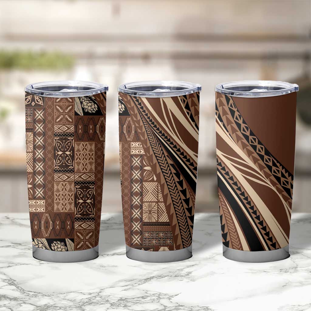 Pasifika Women's Day - Samoa Siapo Malu Tattoo Inspired Tumbler Cup Brown