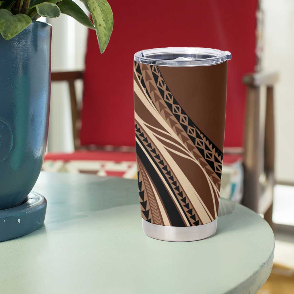 Pasifika Women's Day - Samoa Siapo Malu Tattoo Inspired Tumbler Cup Brown