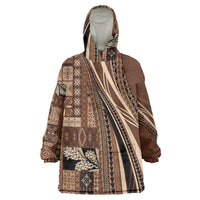 Pasifika Women's Day - Samoa Siapo Malu Tattoo Inspired Wearable Blanket Hoodie Brown