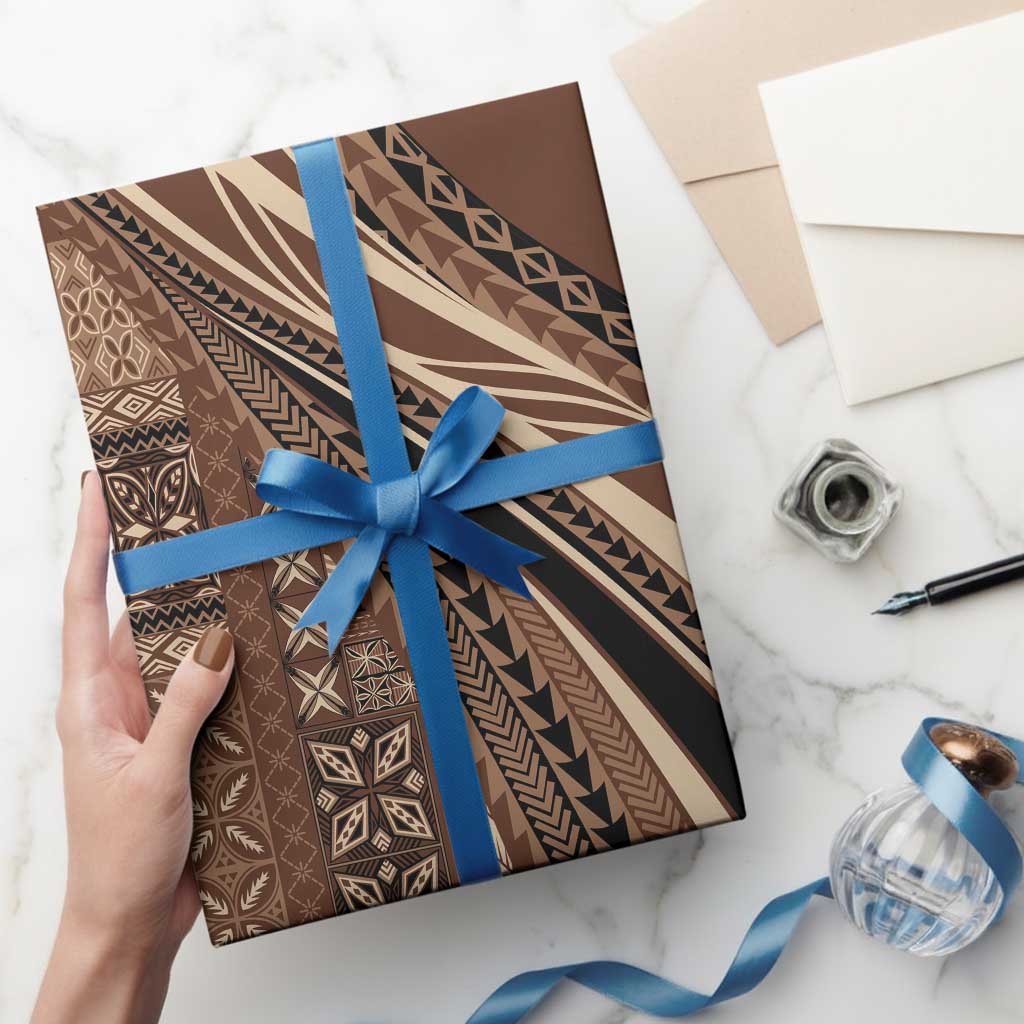 Pasifika Women's Day - Samoa Siapo Malu Tattoo Inspired Wrapping Paper Brown