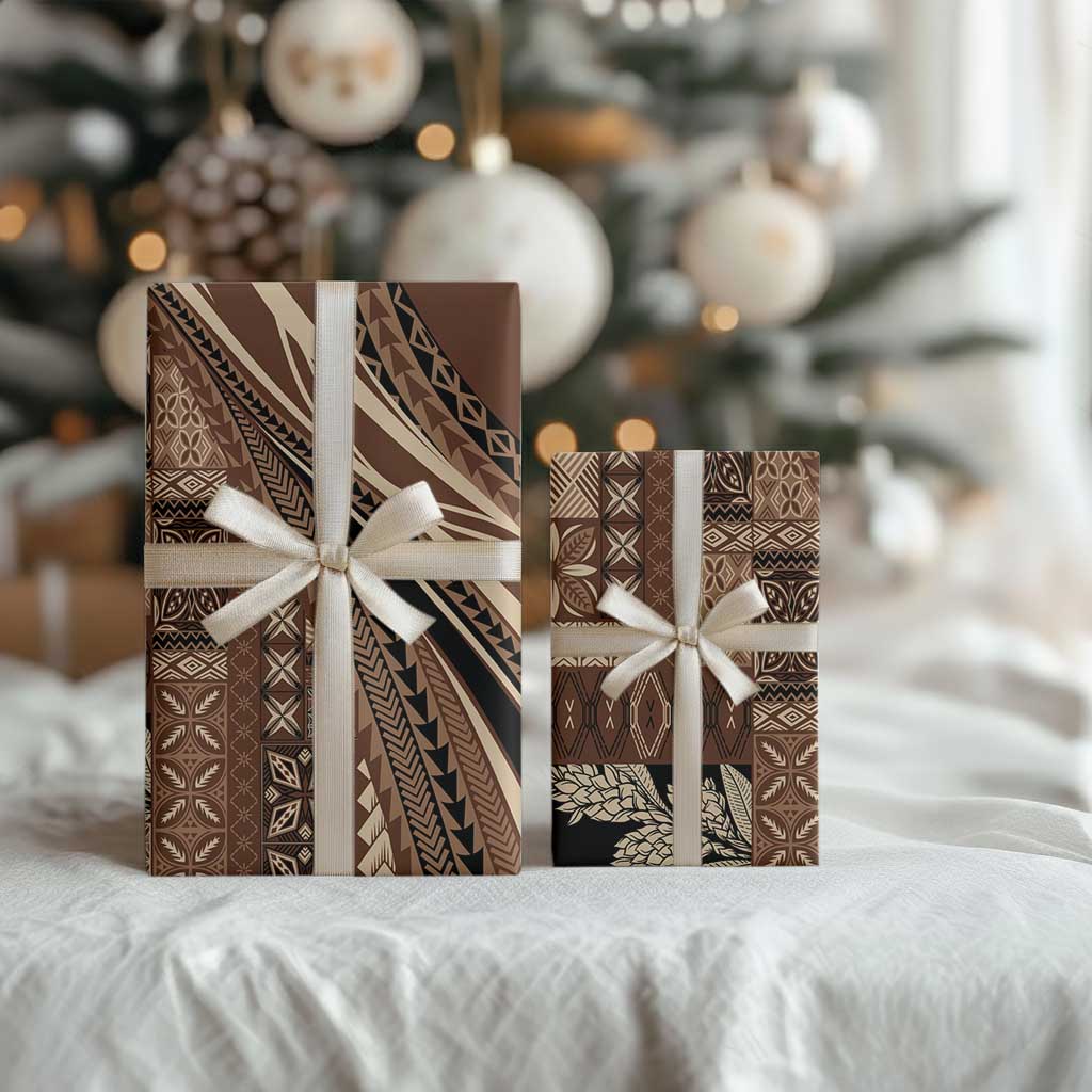 Pasifika Women's Day - Samoa Siapo Malu Tattoo Inspired Wrapping Paper Brown