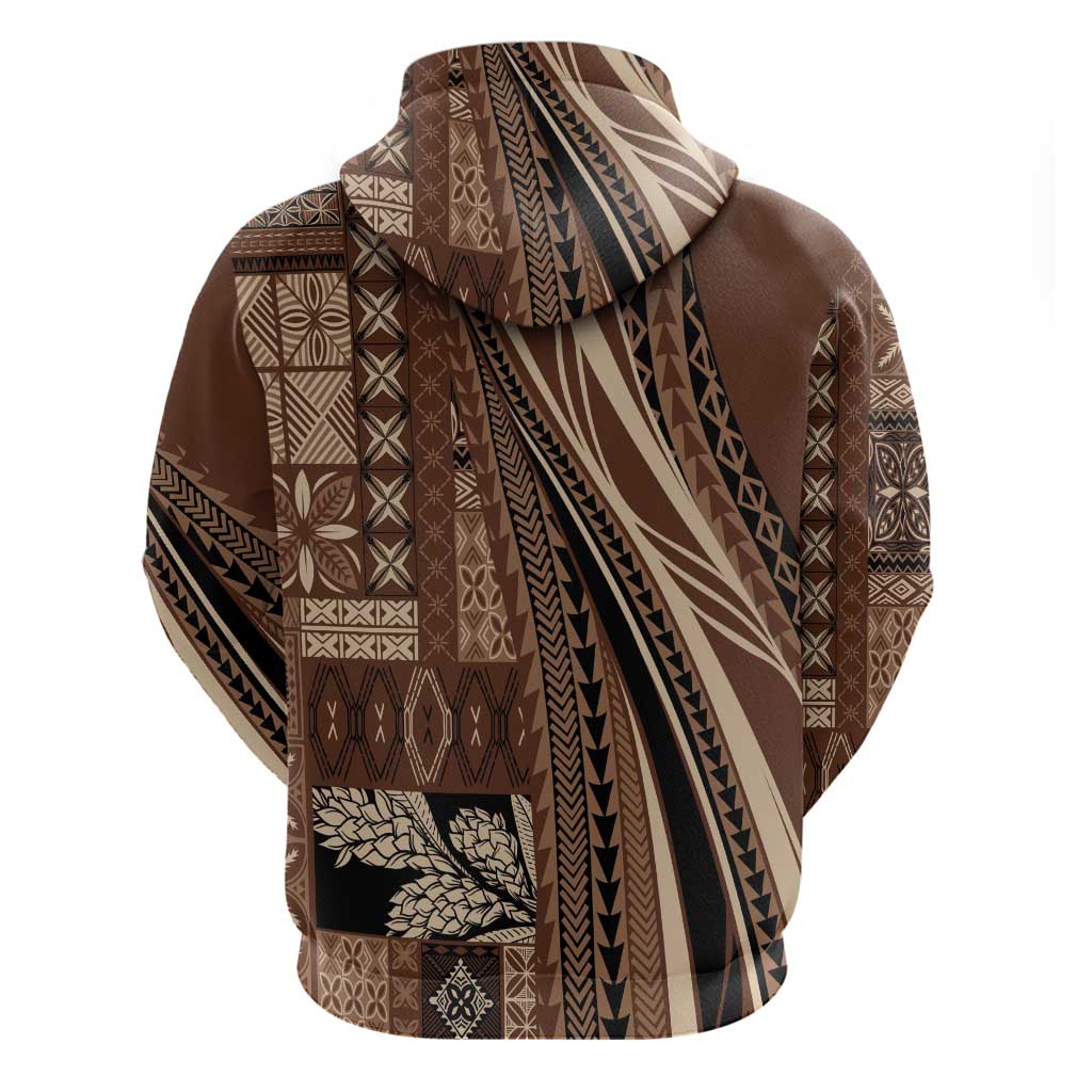Pasifika Women's Day - Samoa Siapo Malu Tattoo Inspired Zip Hoodie Brown