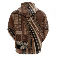Pasifika Women's Day - Samoa Siapo Malu Tattoo Inspired Zip Hoodie Brown