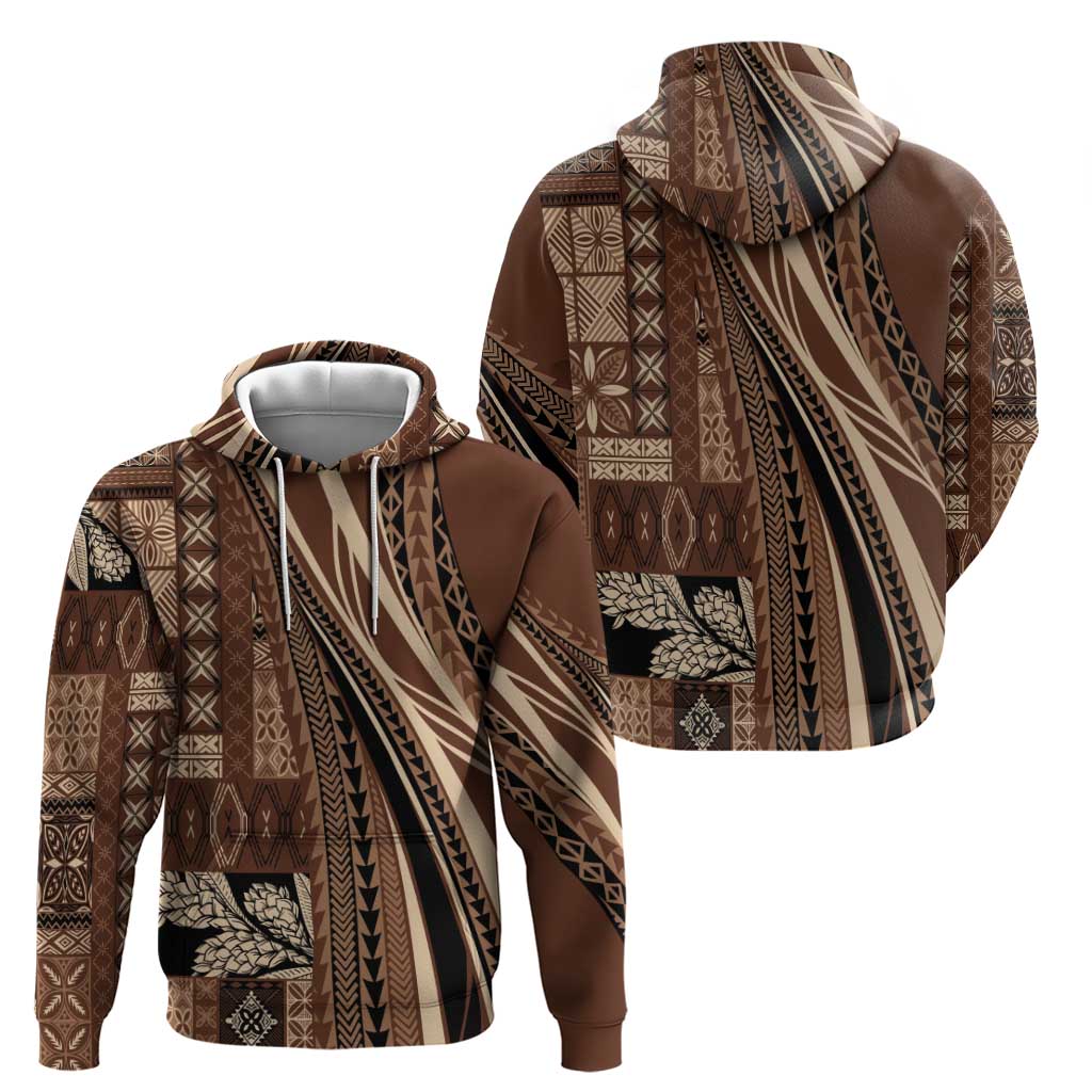 Pasifika Women's Day - Samoa Siapo Malu Tattoo Inspired Zip Hoodie Brown