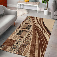 Pasifika Women's Day - Samoa Siapo Malu Tattoo Inspired Area Rug Beige