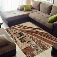 Pasifika Women's Day - Samoa Siapo Malu Tattoo Inspired Area Rug Beige