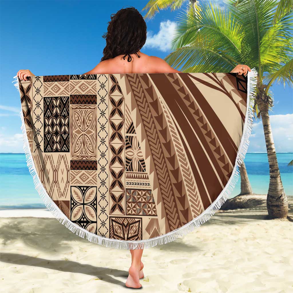 Pasifika Women's Day - Samoa Siapo Malu Tattoo Inspired Beach Blanket Beige