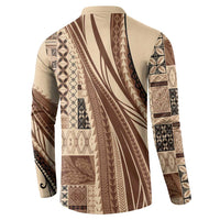 Pasifika Women's Day - Samoa Siapo Malu Tattoo Inspired Button Sweatshirt Beige