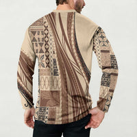Pasifika Women's Day - Samoa Siapo Malu Tattoo Inspired Button Sweatshirt Beige