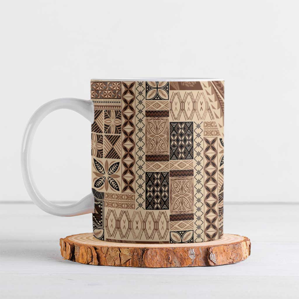 Pasifika Women's Day - Samoa Siapo Malu Tattoo Inspired Ceramic Mug Beige