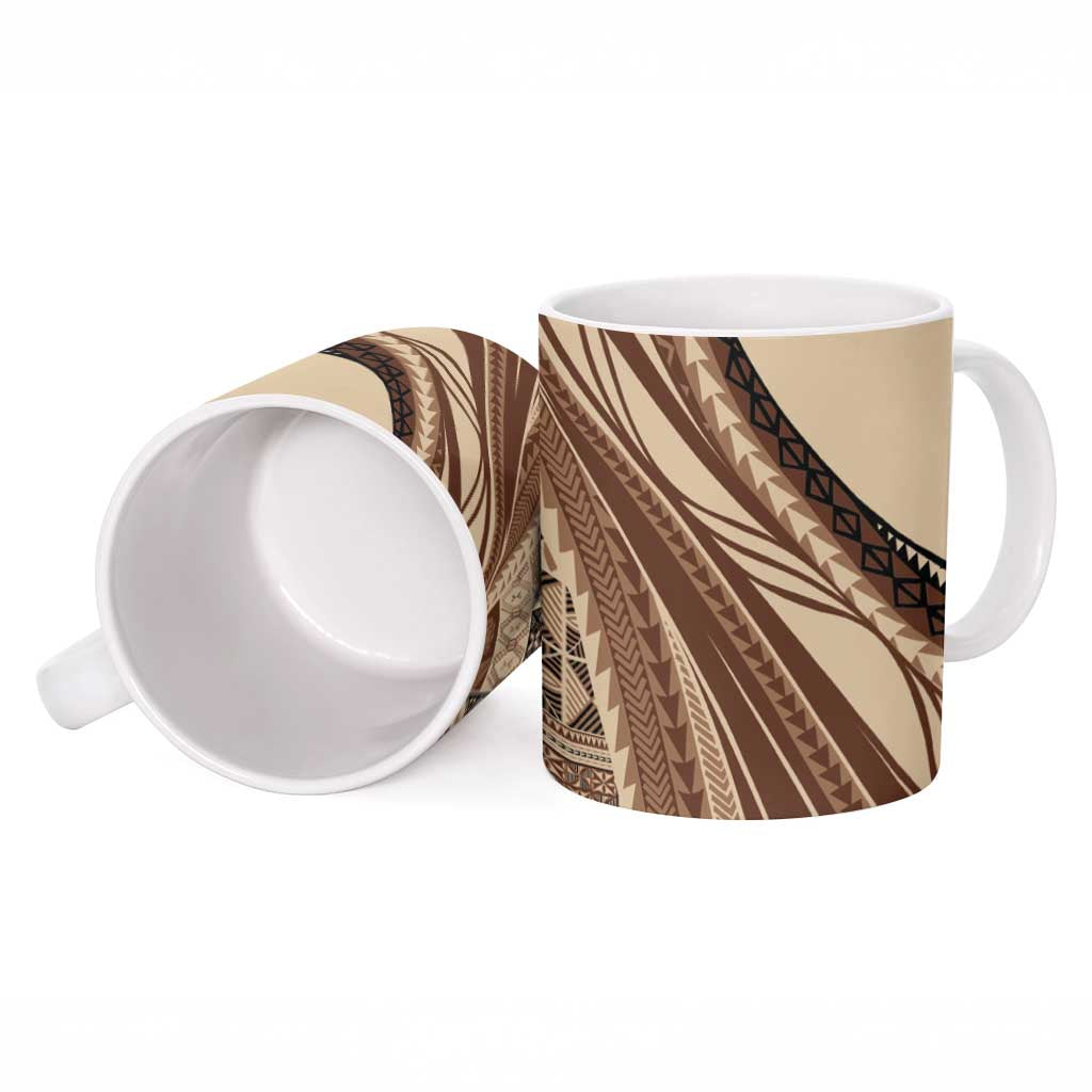 Pasifika Women's Day - Samoa Siapo Malu Tattoo Inspired Ceramic Mug Beige