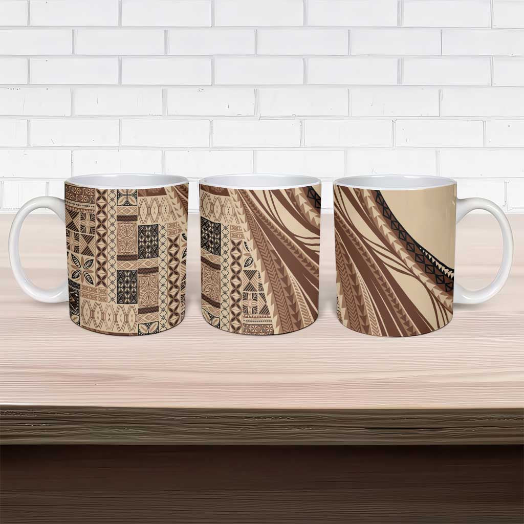Pasifika Women's Day - Samoa Siapo Malu Tattoo Inspired Ceramic Mug Beige