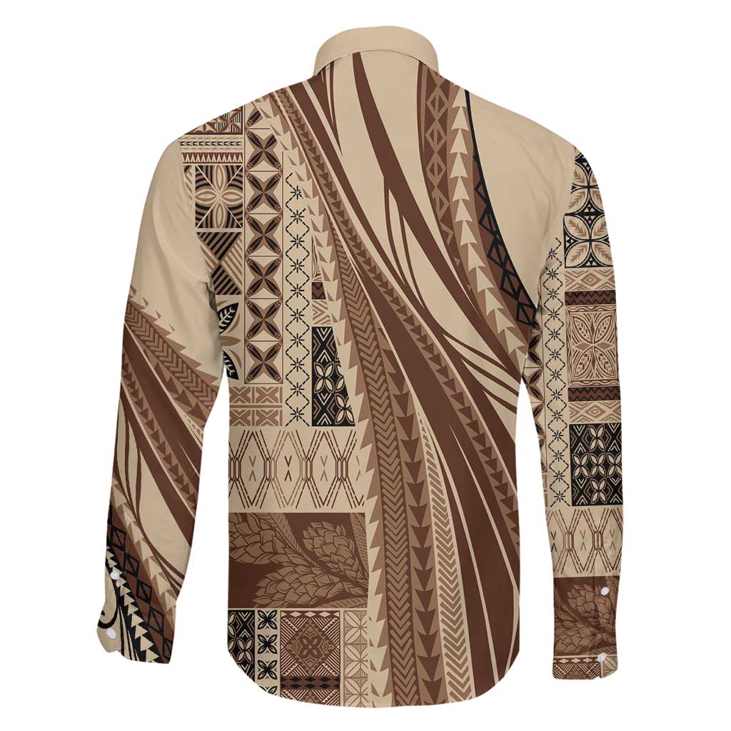 Pasifika Women's Day - Samoa Siapo Malu Tattoo Inspired Family Matching Mermaid Dress and Hawaiian Shirt Beige LT7 - Polynesian Pride
