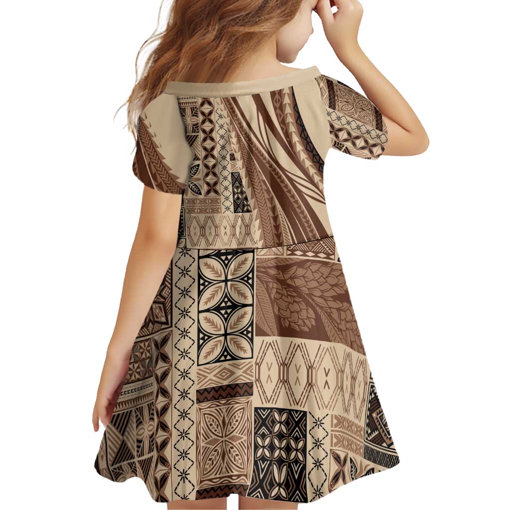 Pasifika Women's Day - Samoa Siapo Malu Tattoo Inspired Family Matching Off Shoulder Maxi Dress and Hawaiian Shirt Beige LT7 - Polynesian Pride