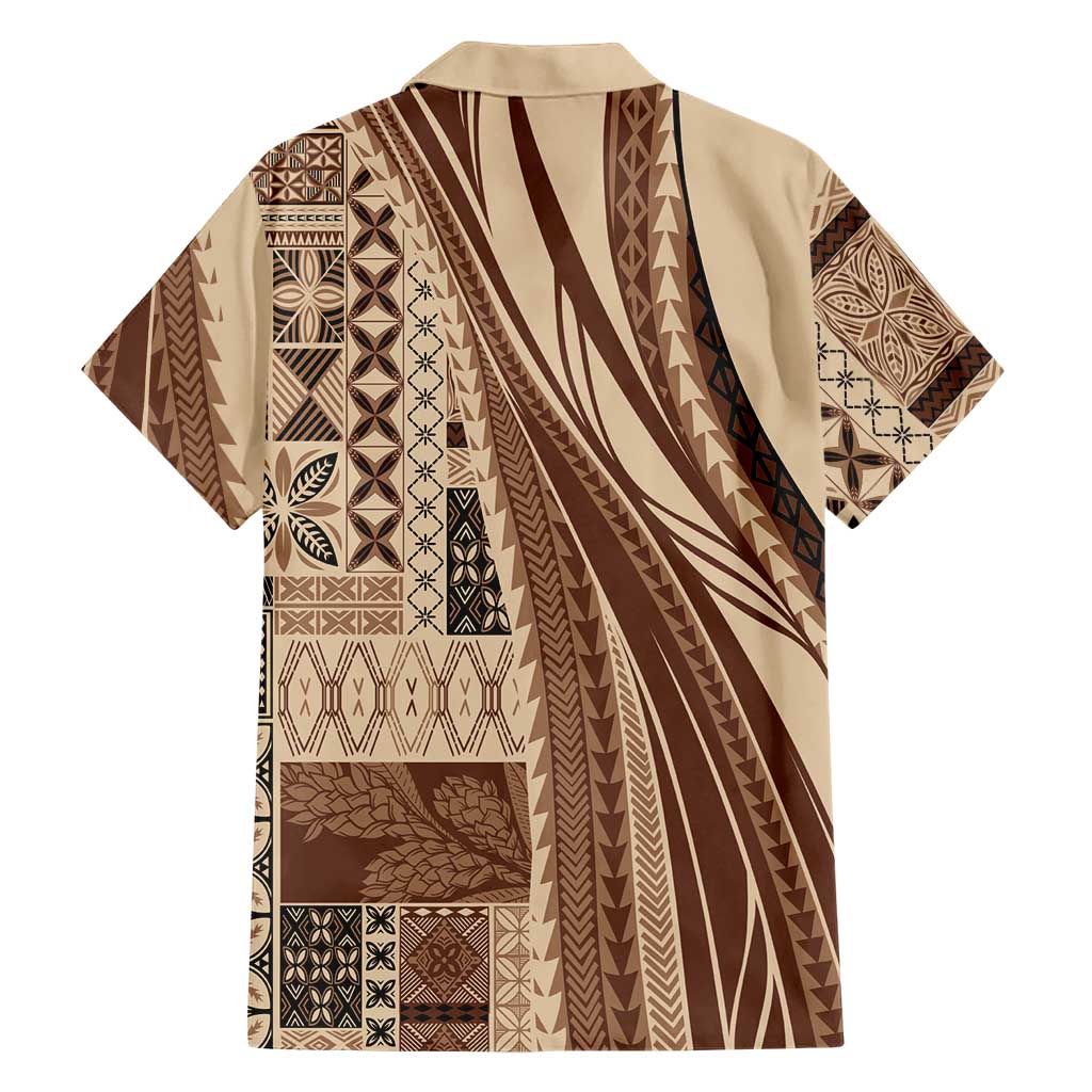 Pasifika Women's Day - Samoa Siapo Malu Tattoo Inspired Family Matching Off Shoulder Maxi Dress and Hawaiian Shirt Beige LT7 - Polynesian Pride