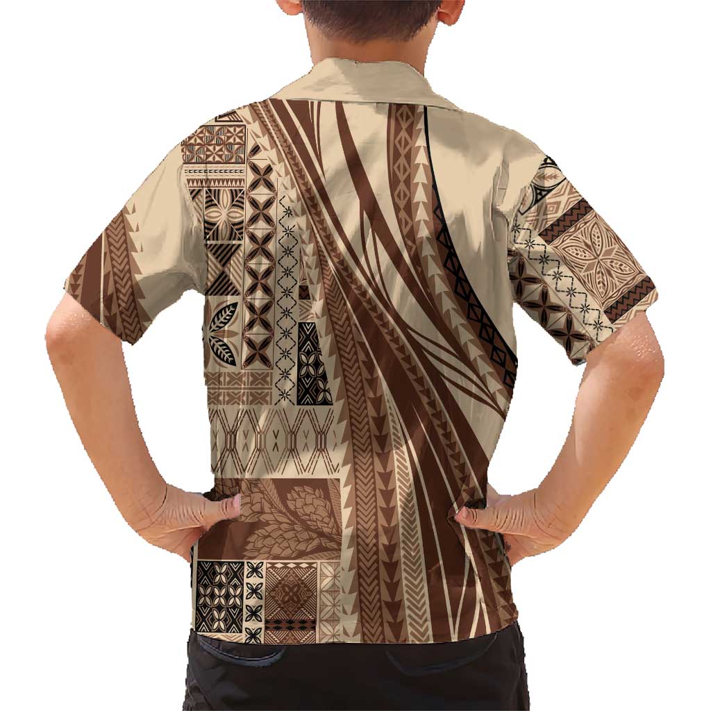 Pasifika Women's Day - Samoa Siapo Malu Tattoo Inspired Family Matching Puletasi and Hawaiian Shirt Beige LT7 - Polynesian Pride
