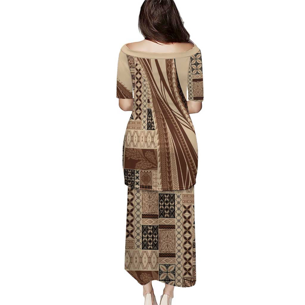 Pasifika Women's Day - Samoa Siapo Malu Tattoo Inspired Family Matching Puletasi and Hawaiian Shirt Beige LT7 - Polynesian Pride