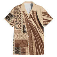 Pasifika Women's Day - Samoa Siapo Malu Tattoo Inspired Family Matching Tank Maxi Dress and Hawaiian Shirt Beige LT7 Dad's Shirt - Short Sleeve Beige - Polynesian Pride