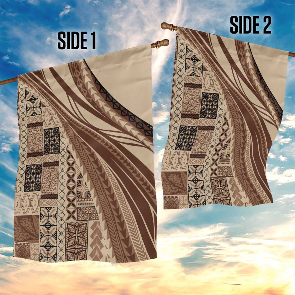 Pasifika Women's Day - Samoa Siapo Malu Tattoo Inspired Garden Flag Beige