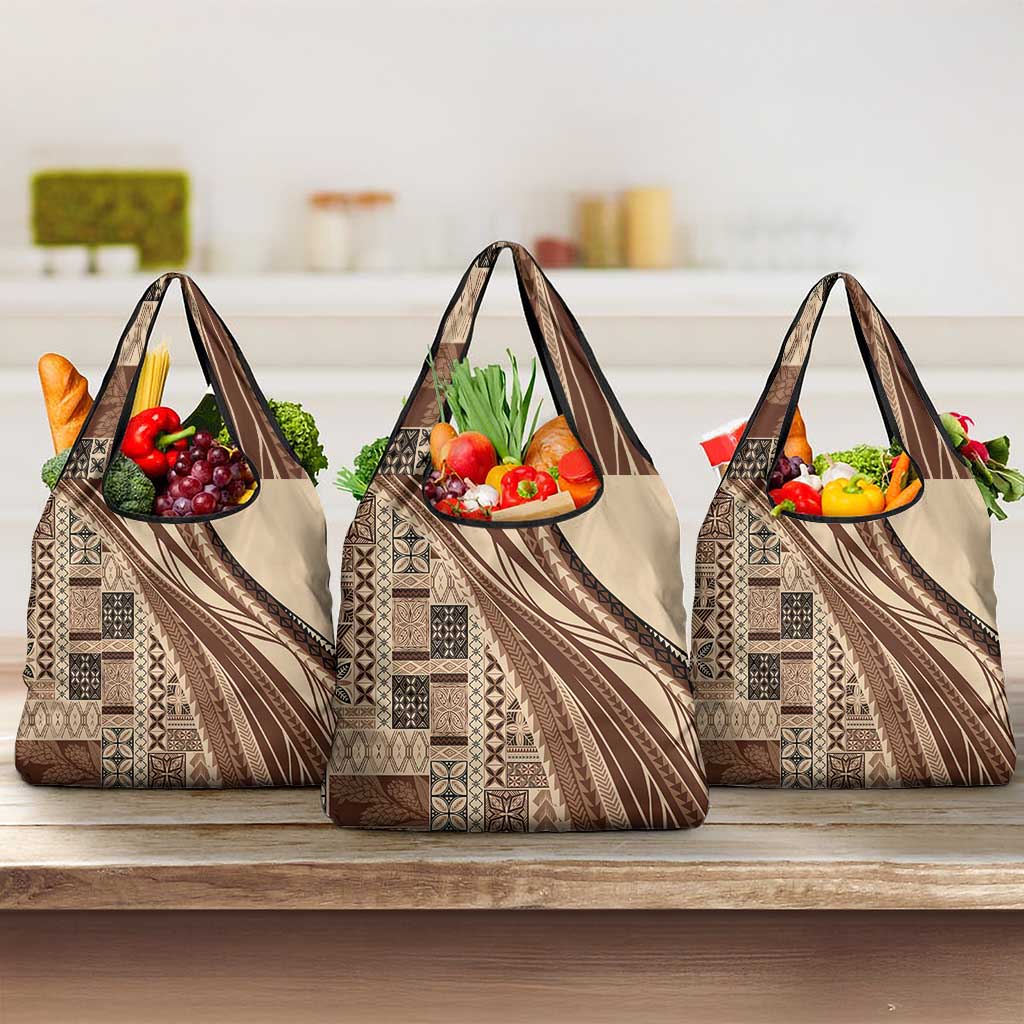Pasifika Women's Day - Samoa Siapo Malu Tattoo Inspired Grocery Bag Beige