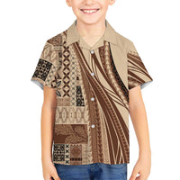 Pasifika Women's Day - Samoa Siapo Malu Tattoo Inspired Kid Hawaiian Shirt Beige