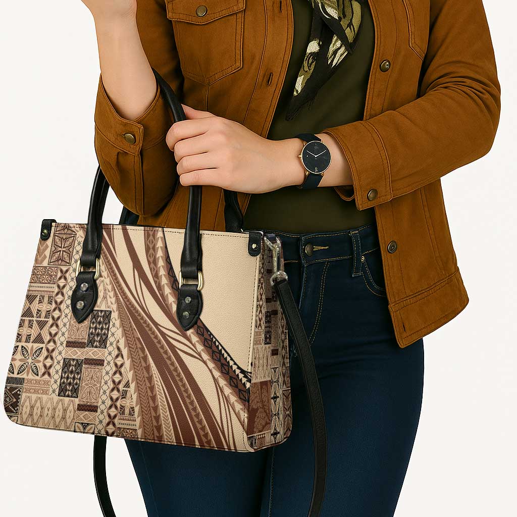 Pasifika Women's Day - Samoa Siapo Malu Tattoo Inspired Leather Bag Beige